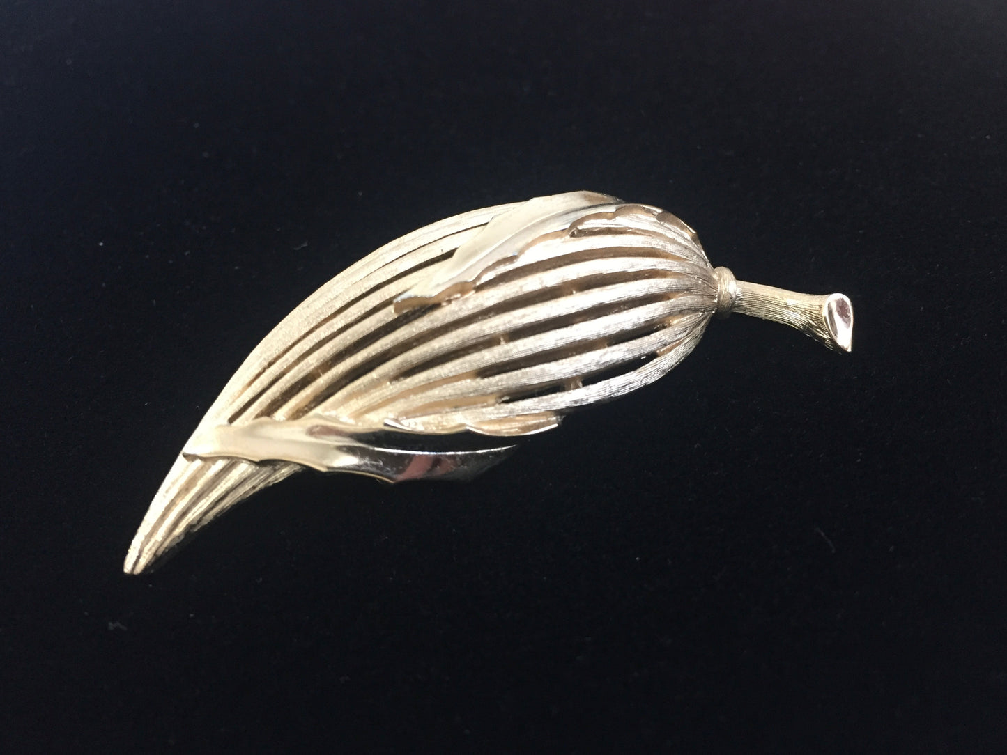 Trifari Gold Tone Leaf Brooch