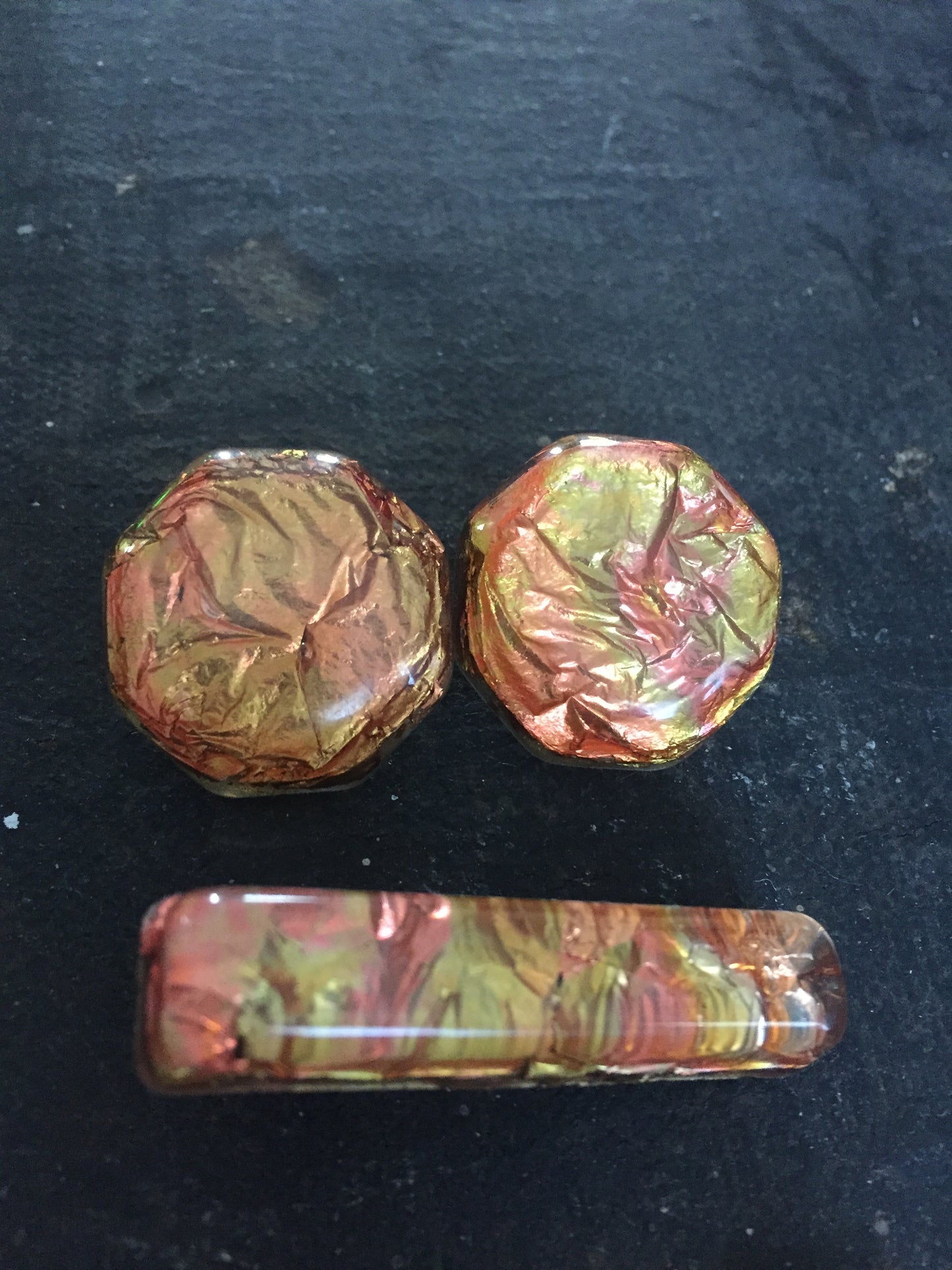 Copper & Gold Foil Earrings and Dress Clip