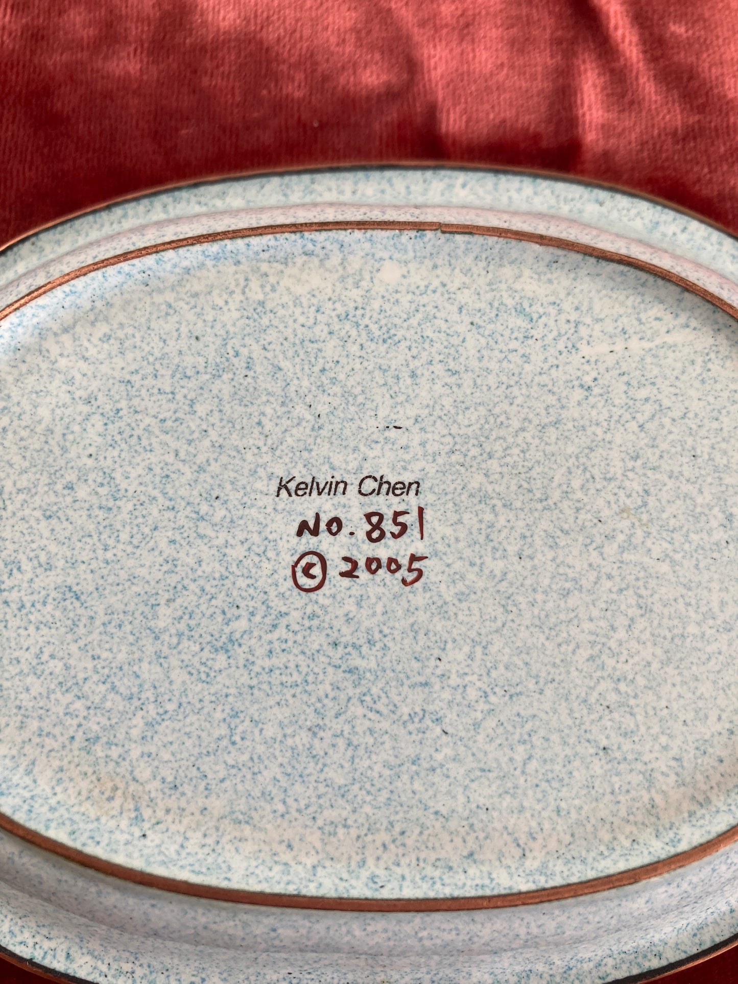 Kelvin Chen Copper Enamel Painted Trinket/Soap Dish Frogs