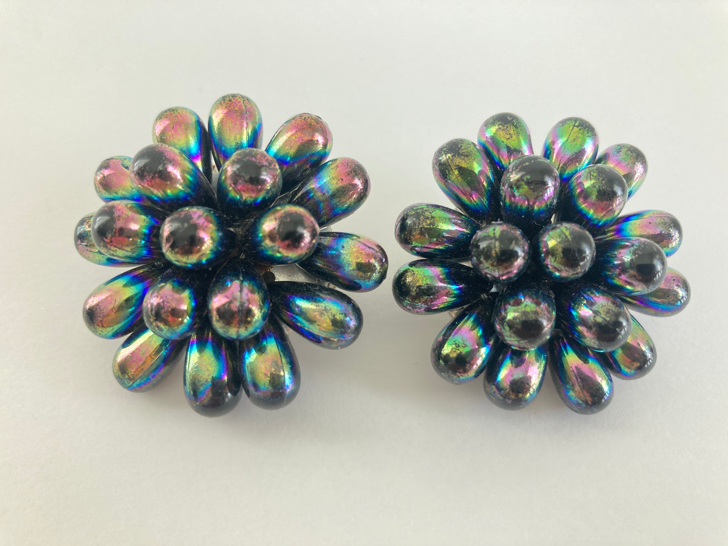 Vintage Oil Slick Cluster Earrings