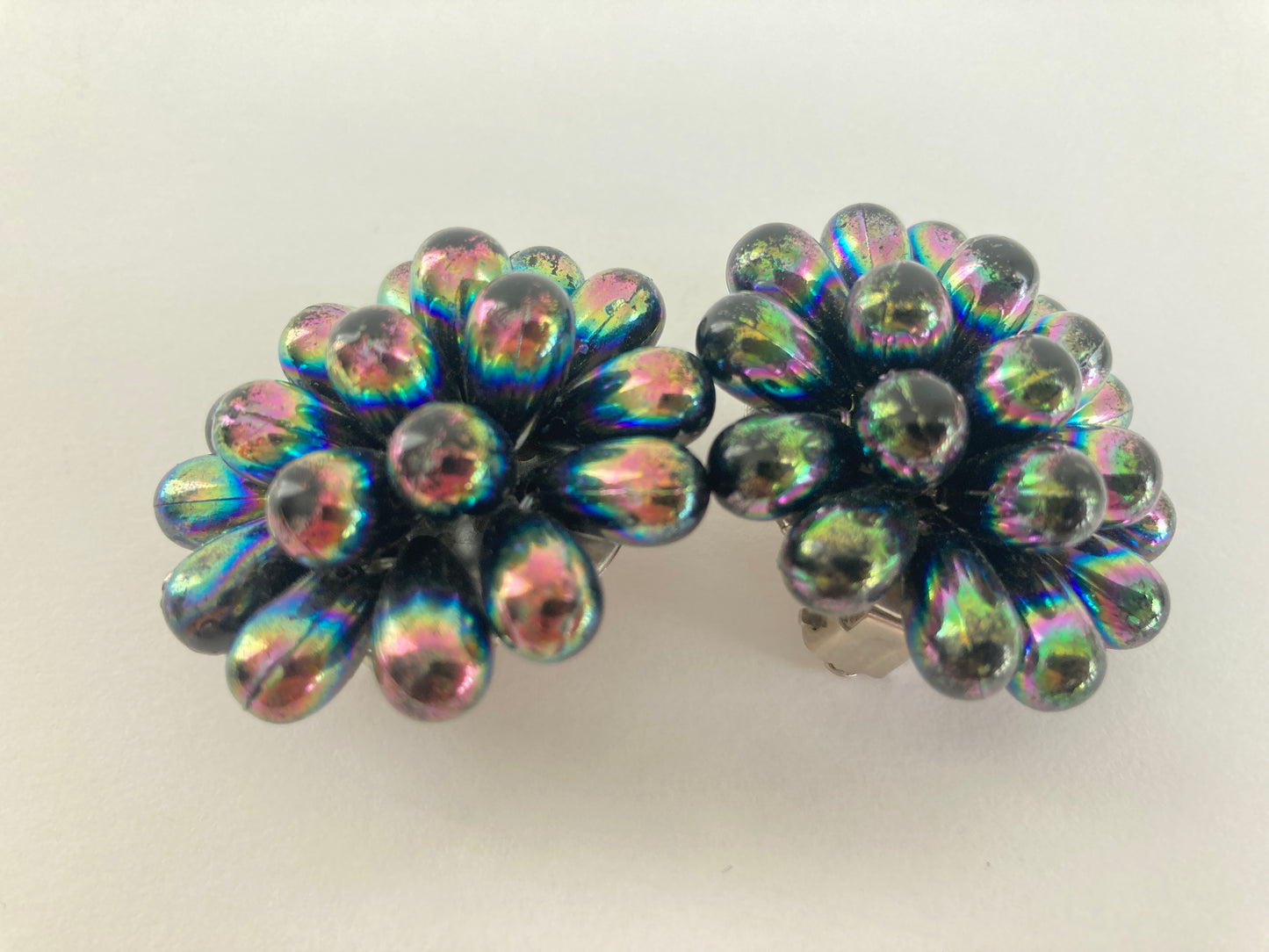 Vintage Oil Slick Cluster Earrings