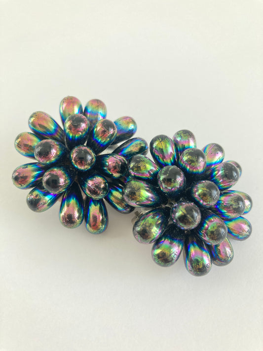 Vintage Oil Slick Cluster Earrings