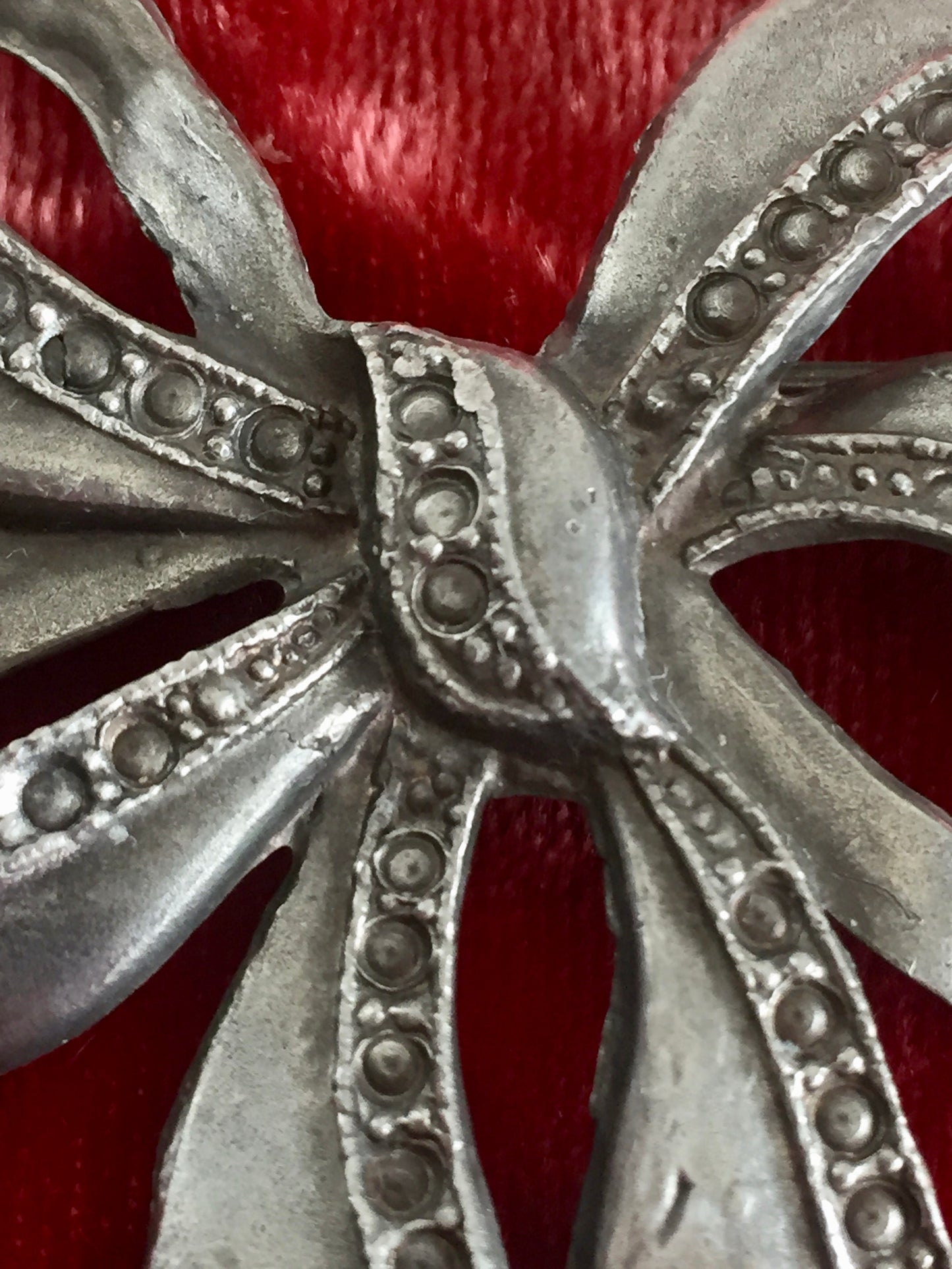 Antique Pewter Bow Brooch