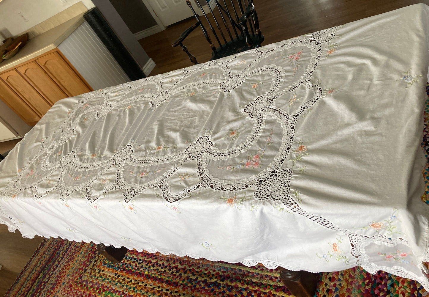 Large Cotton Embroidered Tablecloth Rectangle