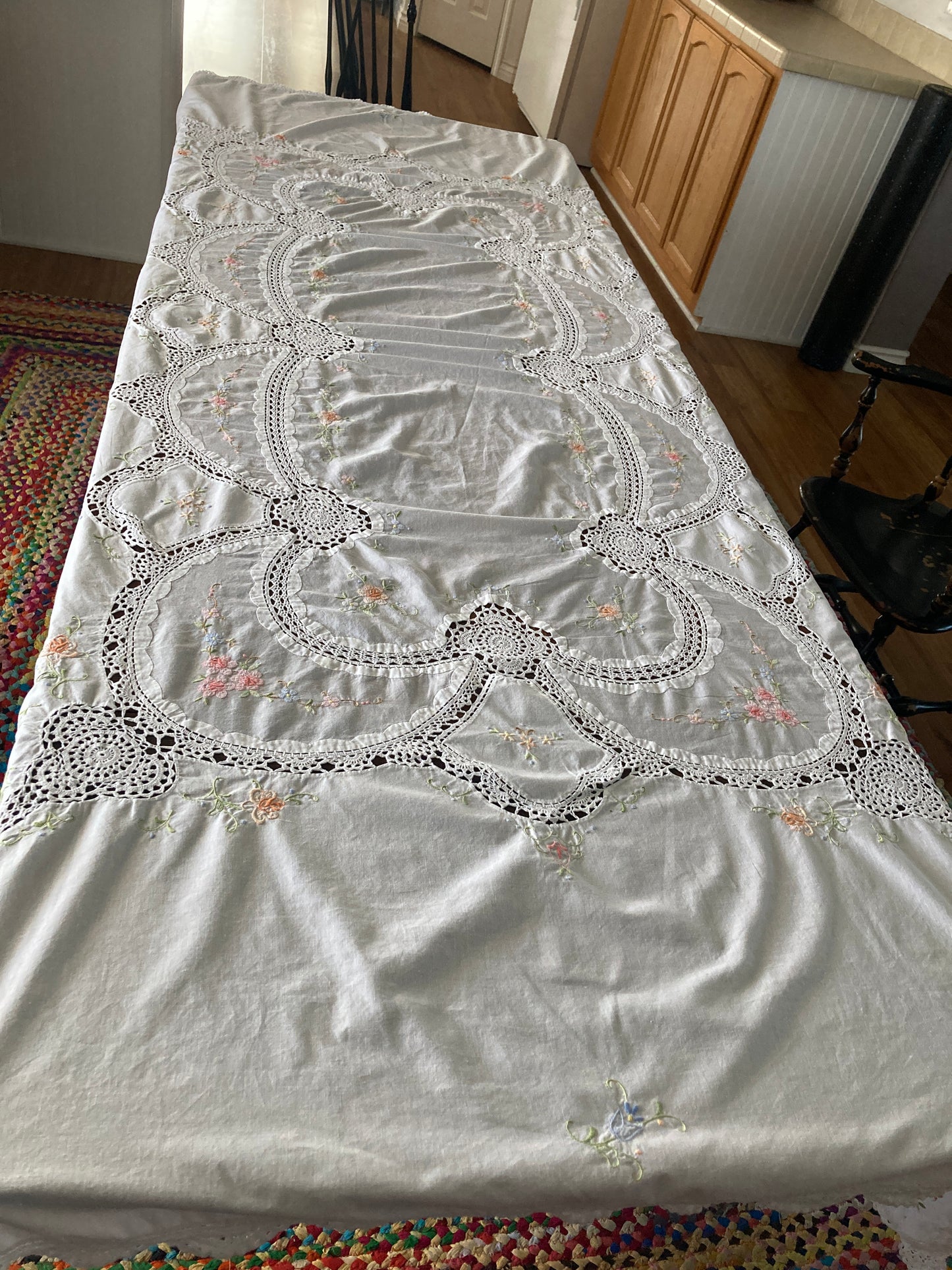 Large Cotton Embroidered Tablecloth Rectangle