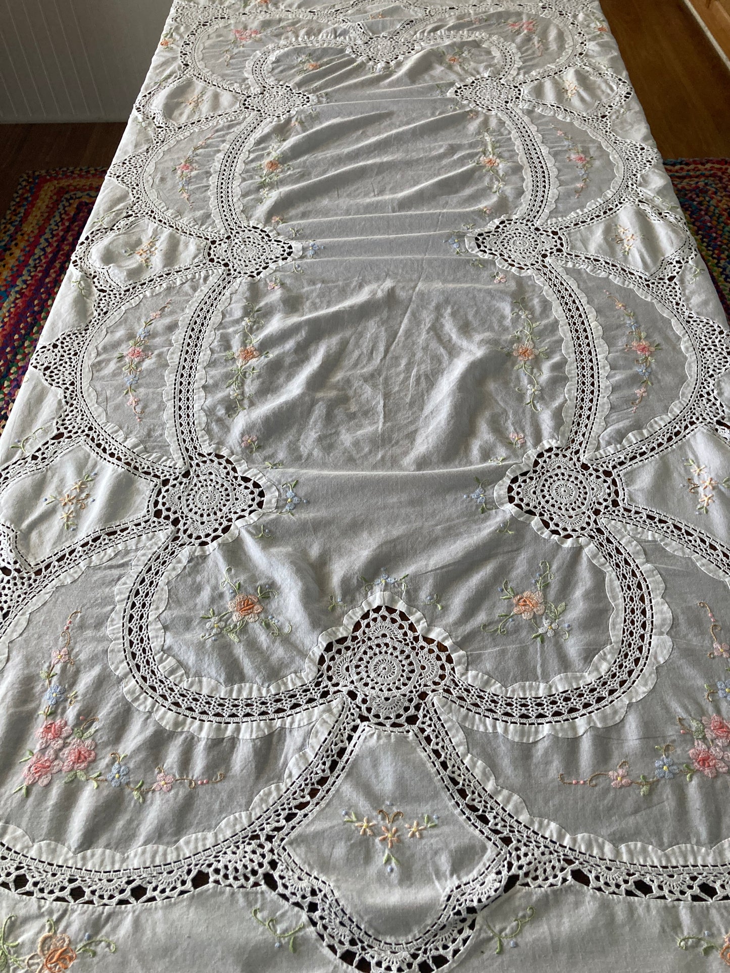 Large Cotton Embroidered Tablecloth Rectangle