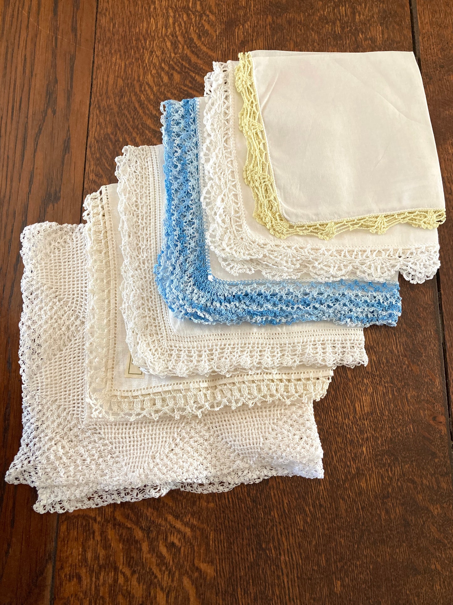 Set of 6 Vintage Crochet Lace Edge Hankies