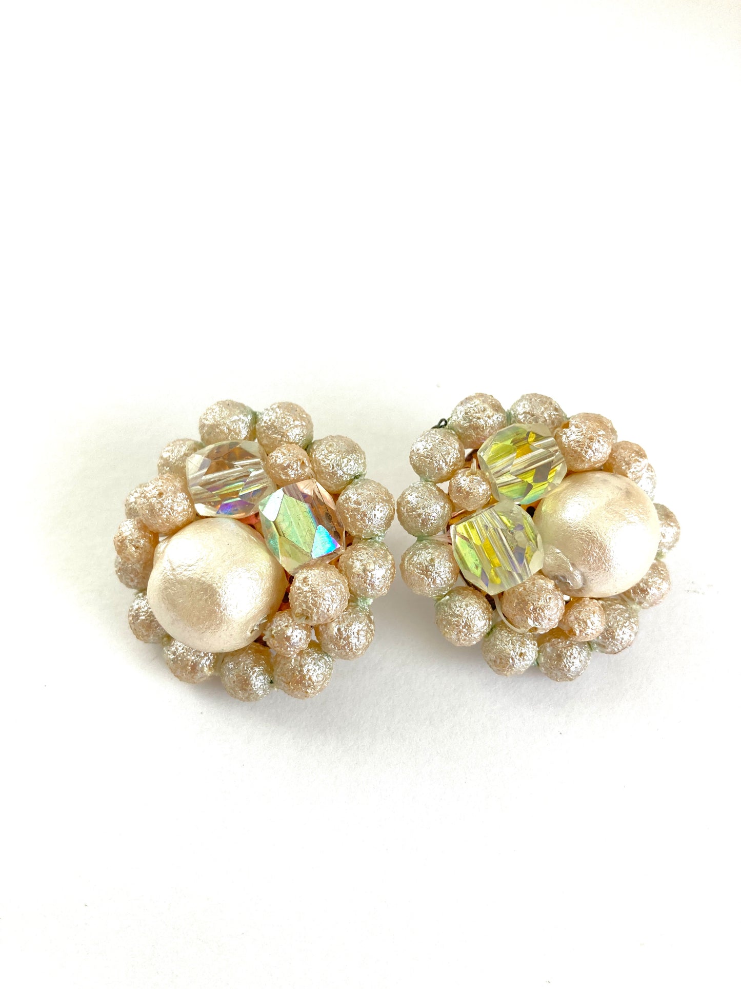 Mid Century Necklace and Earrings Set in Cream