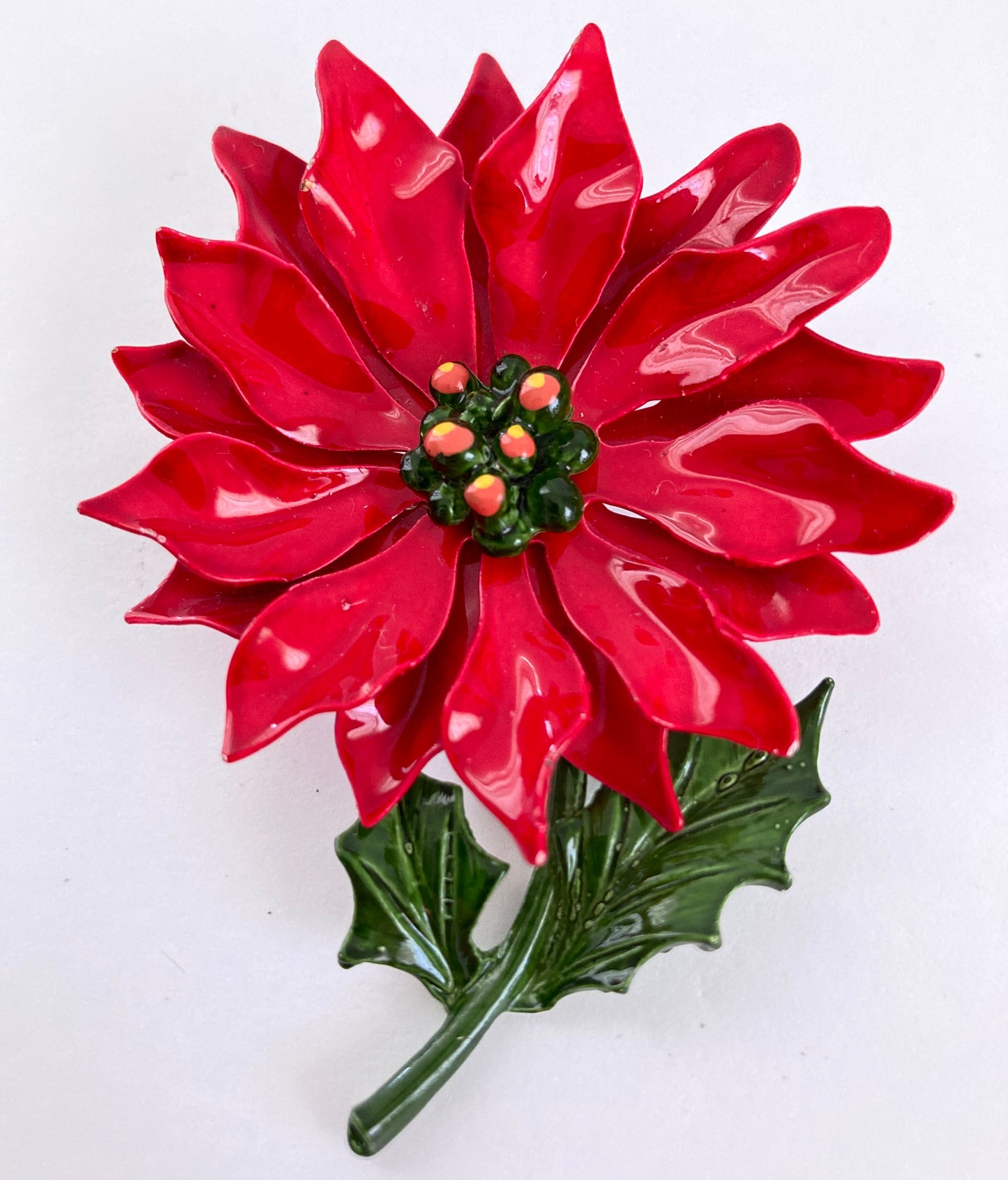 Vintage Red Poinsettia Brooch