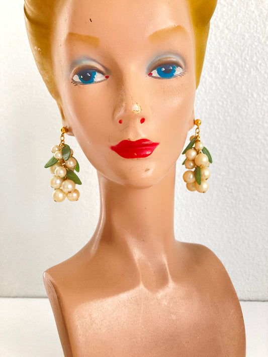 Avon Pearl Grape Cluster Earrings