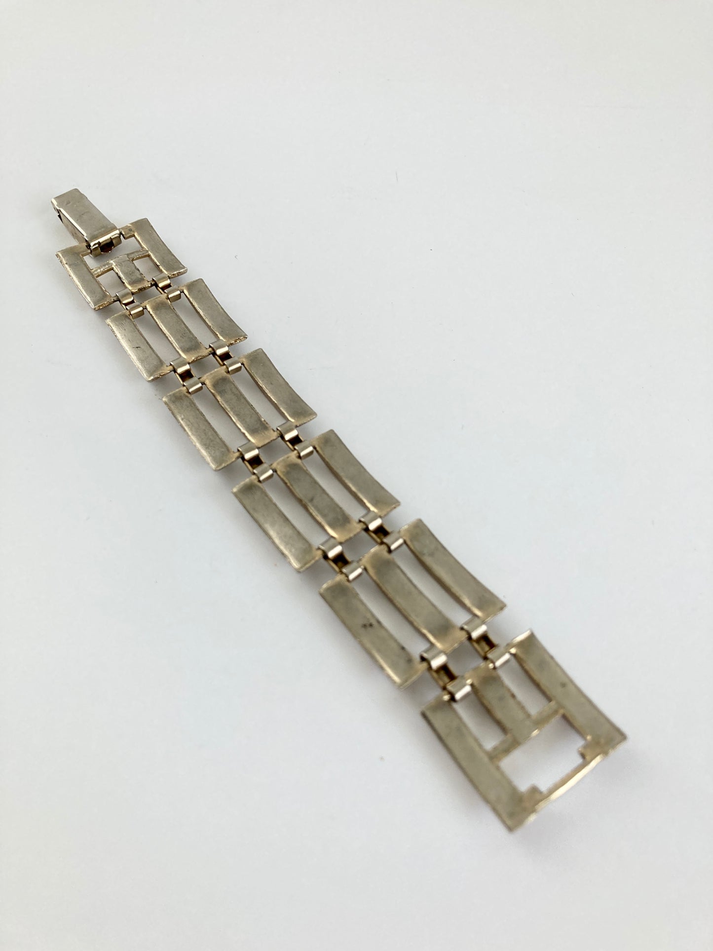 Chunky Tank Style Link Bracelet in Silver-tone Metal