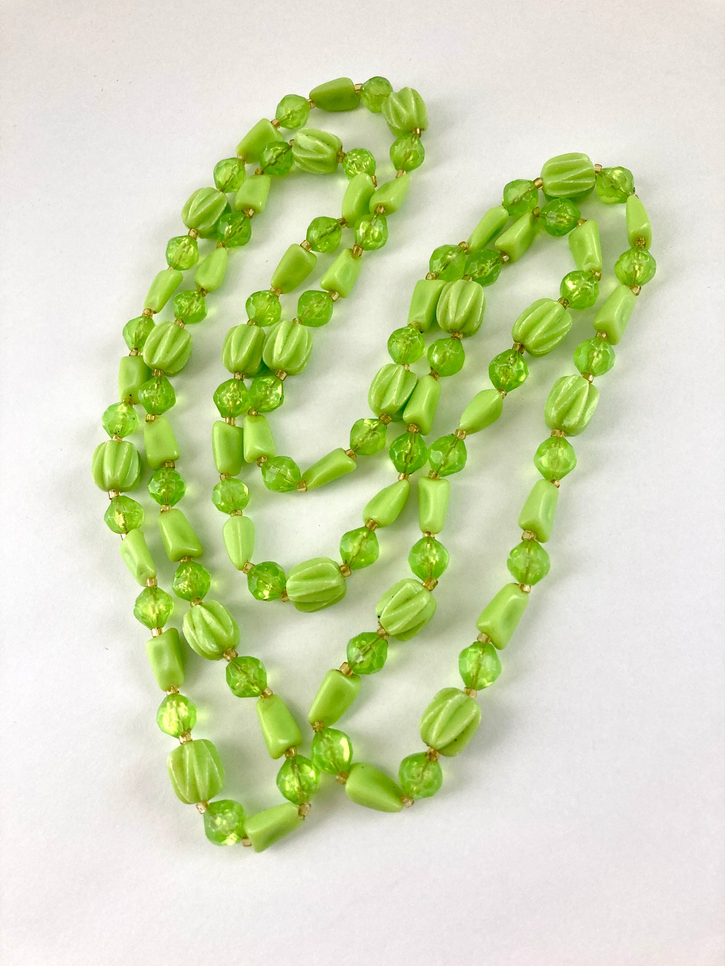 Light Green Extra Long Beaded Necklace