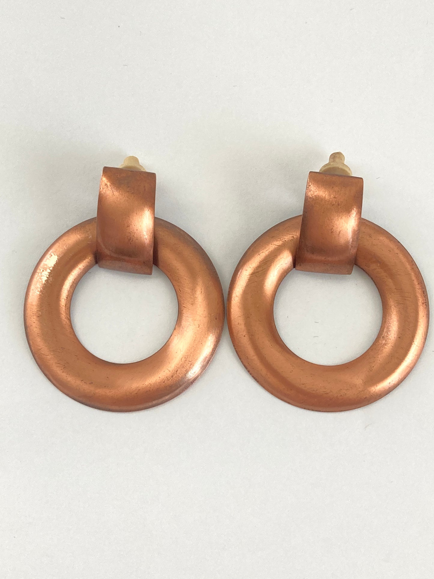 Copper Chunky Dangle Hoop Earrings