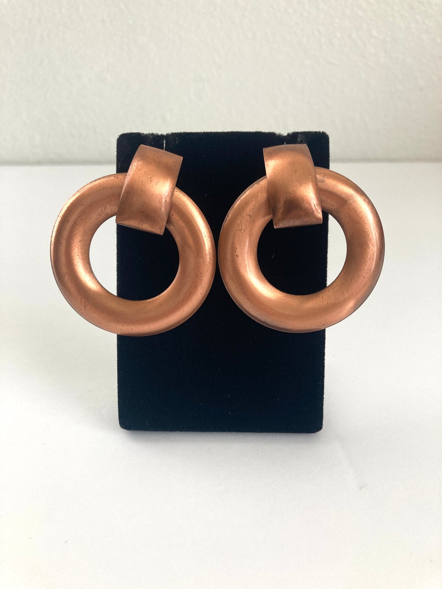 Copper Chunky Dangle Hoop Earrings