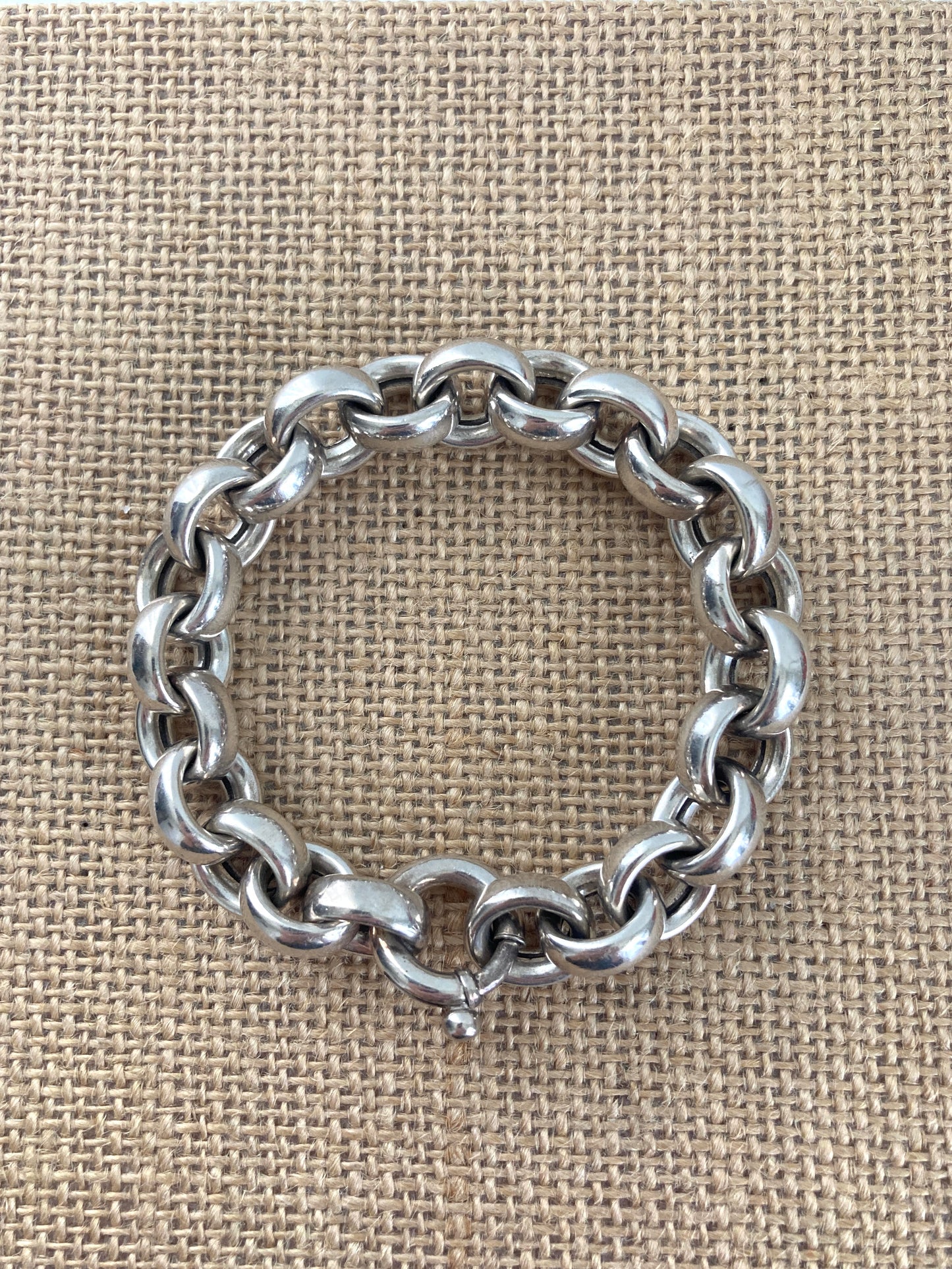Chunky Rolo Chain Bracelet in Silver-tone Metal
