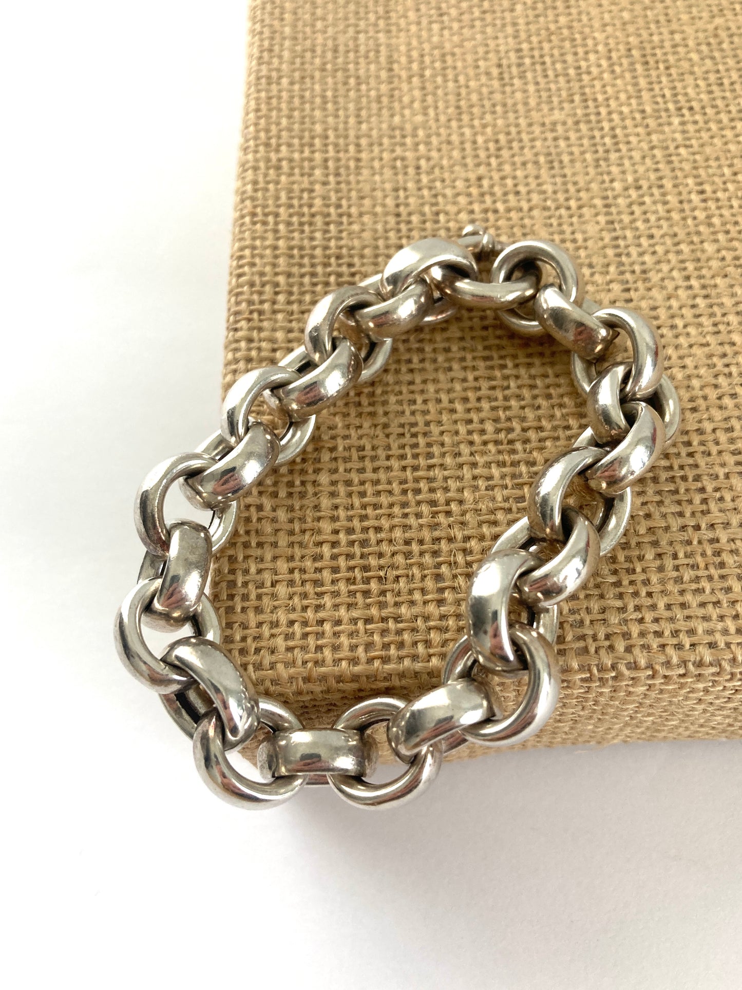 Chunky Rolo Chain Bracelet in Silver-tone Metal
