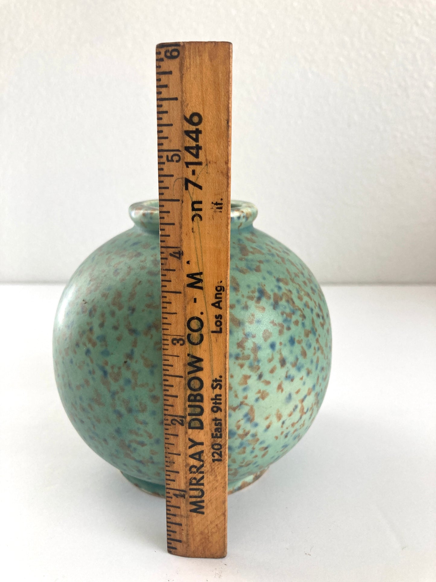 Mid Century Speckled Art Pottery Ball Bud Vase Made in Japan