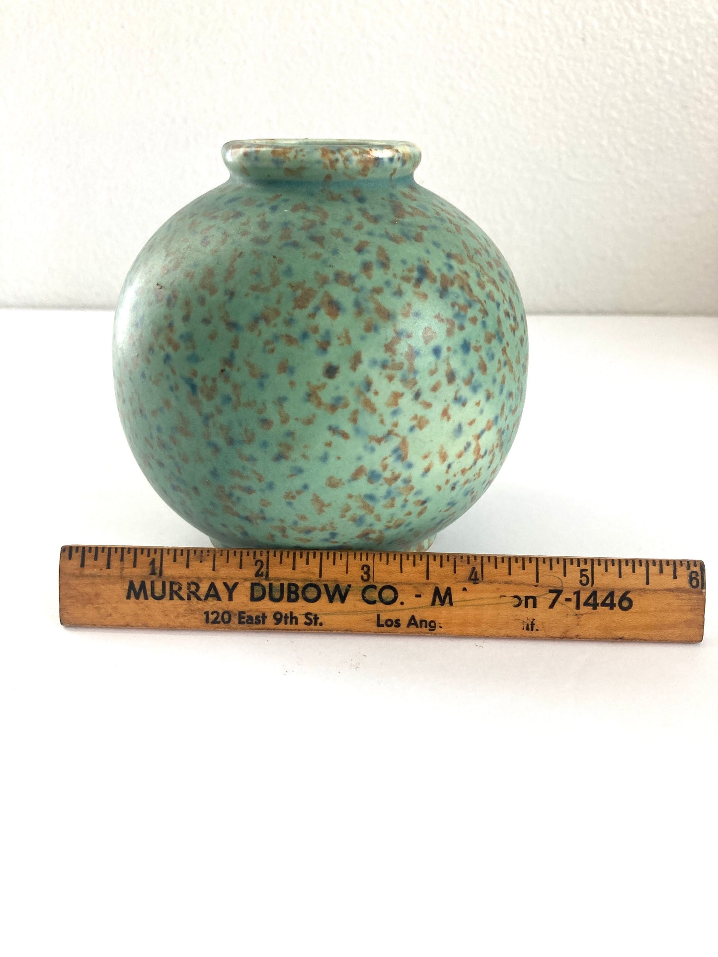Mid Century Speckled Art Pottery Ball Bud Vase Made in Japan