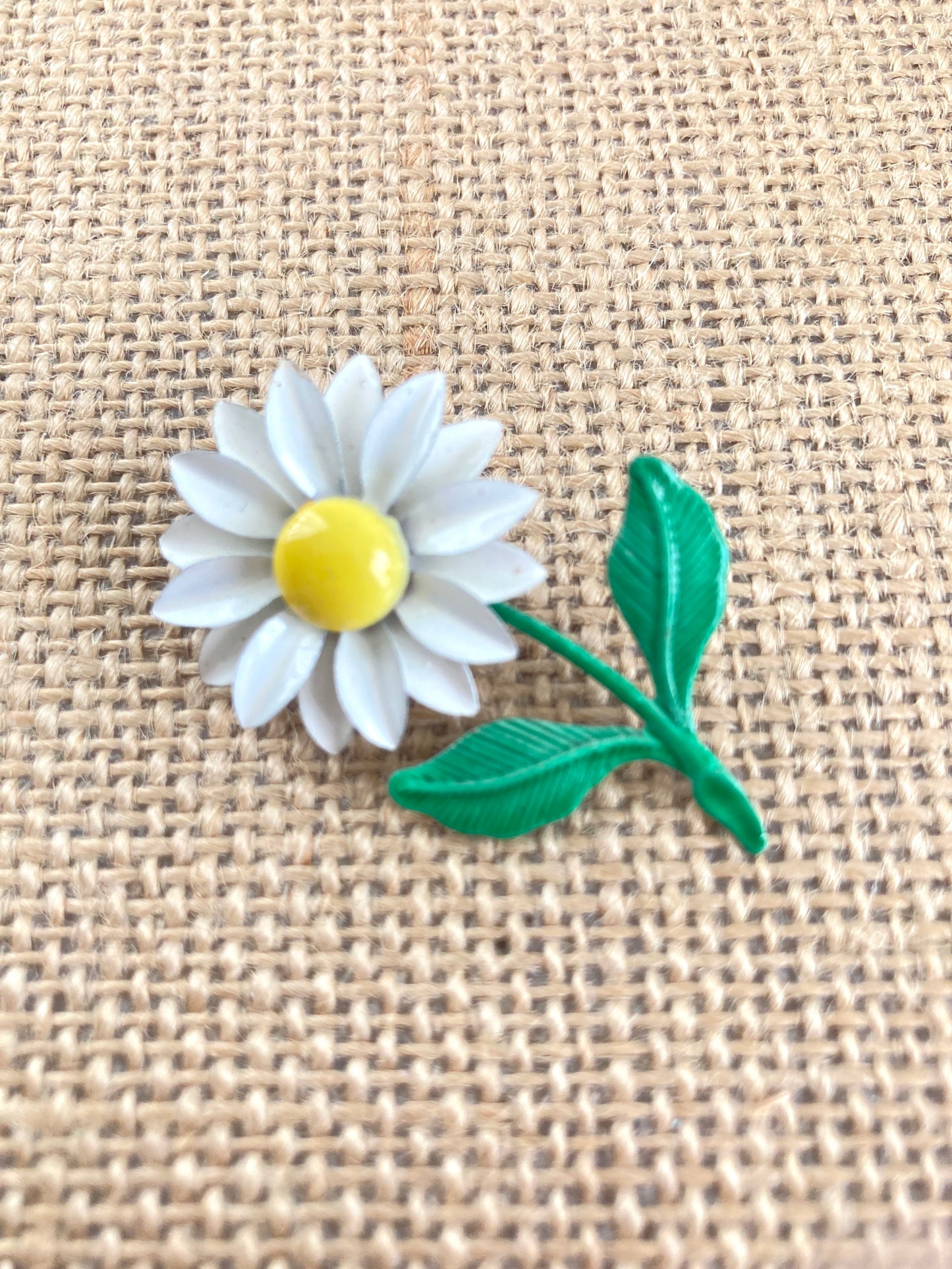 Small Yellow and White Enamel Daisy Brooch
