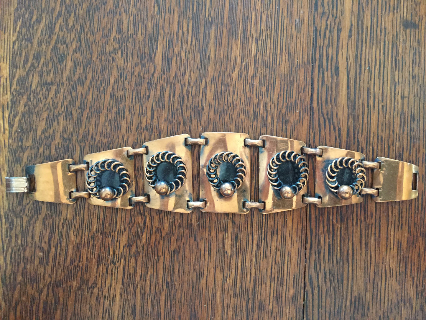 Modernist Copper Coil Link Bracelet Vintage