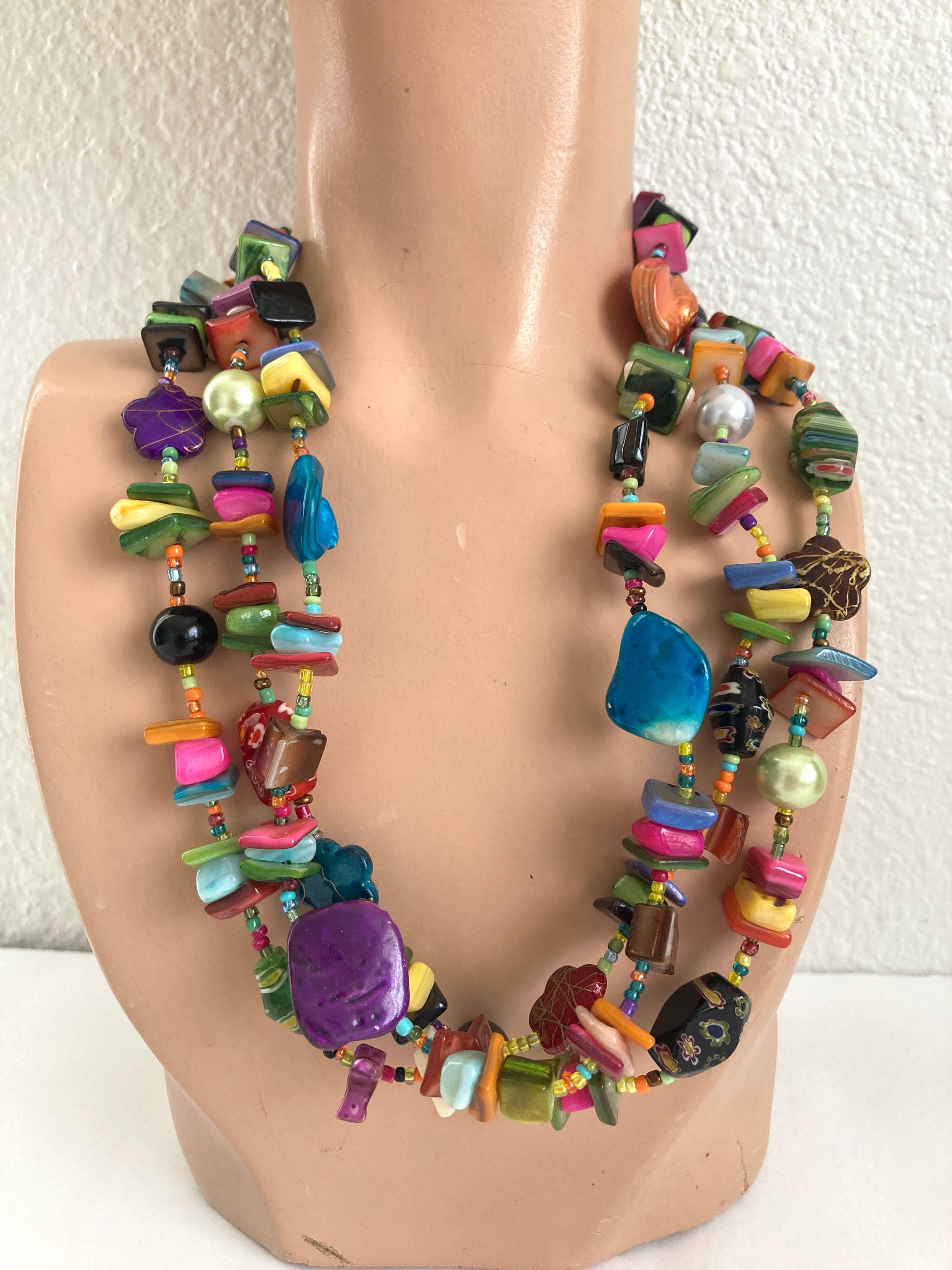 Multi Color Mixed Media Necklace