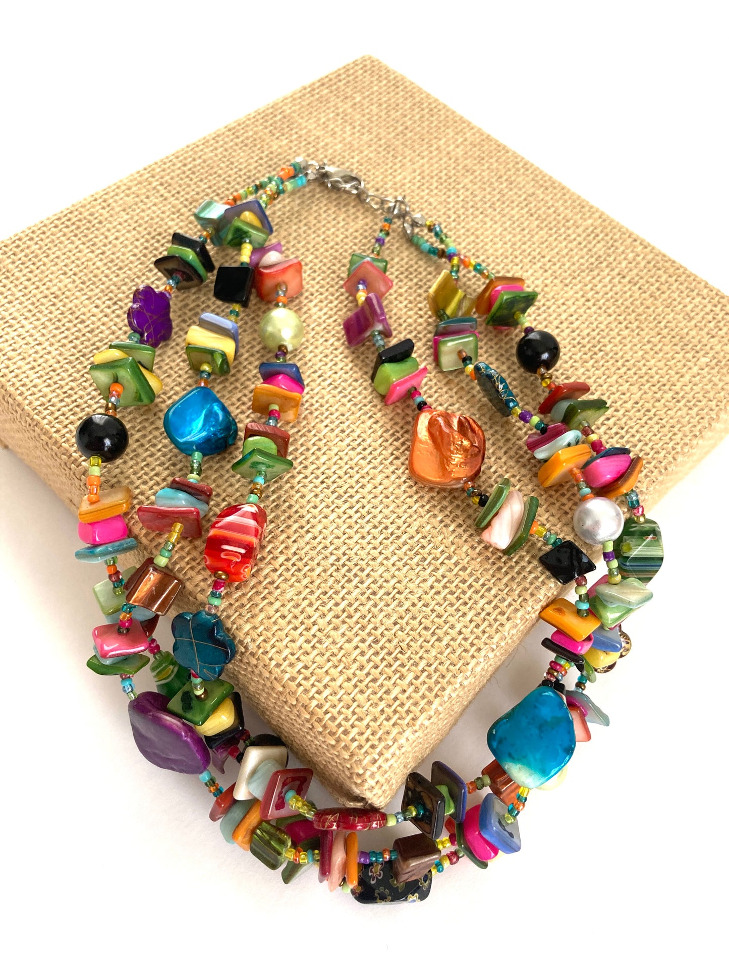 Multi Color Mixed Media Necklace