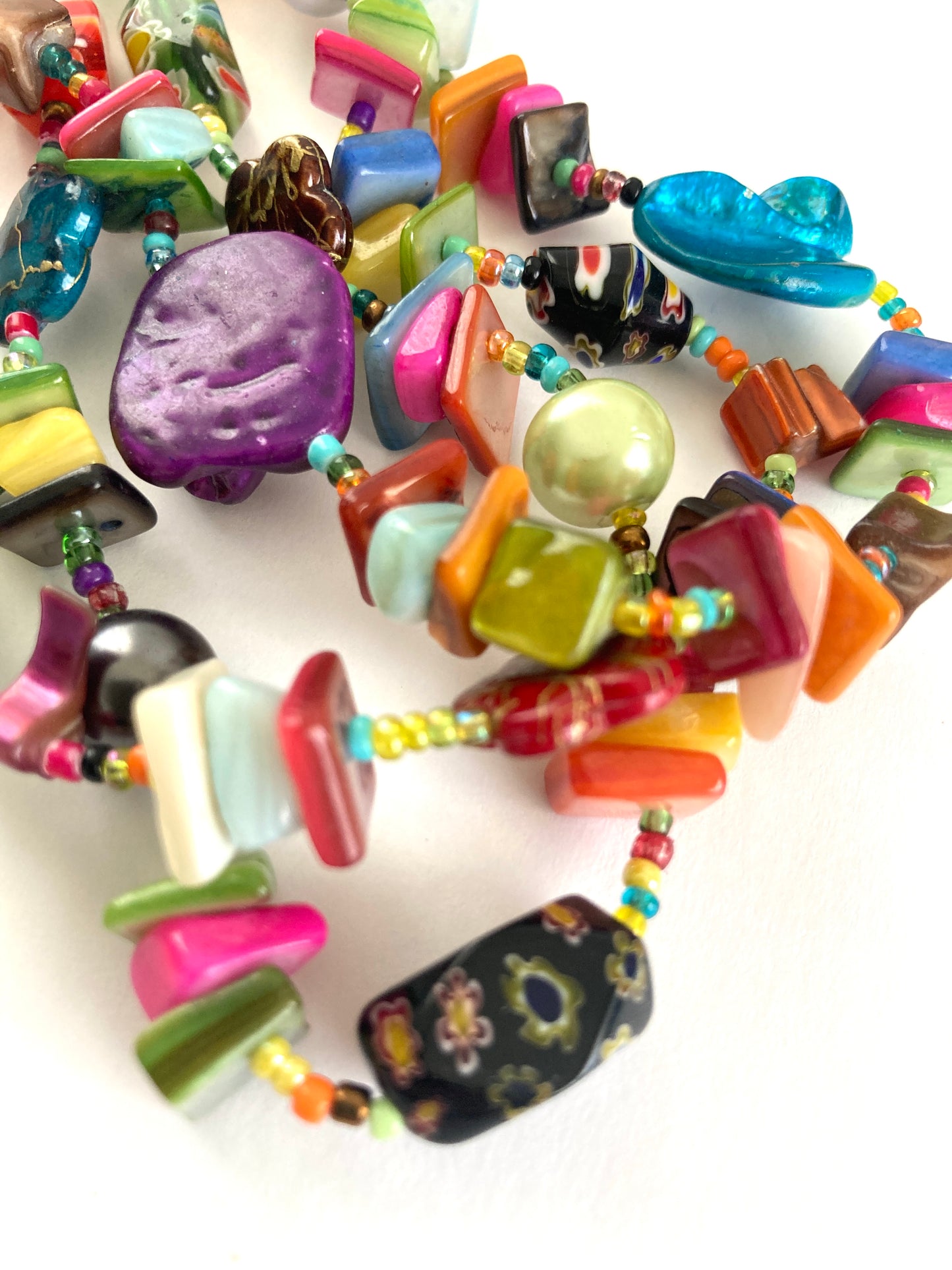 Multi Color Mixed Media Necklace