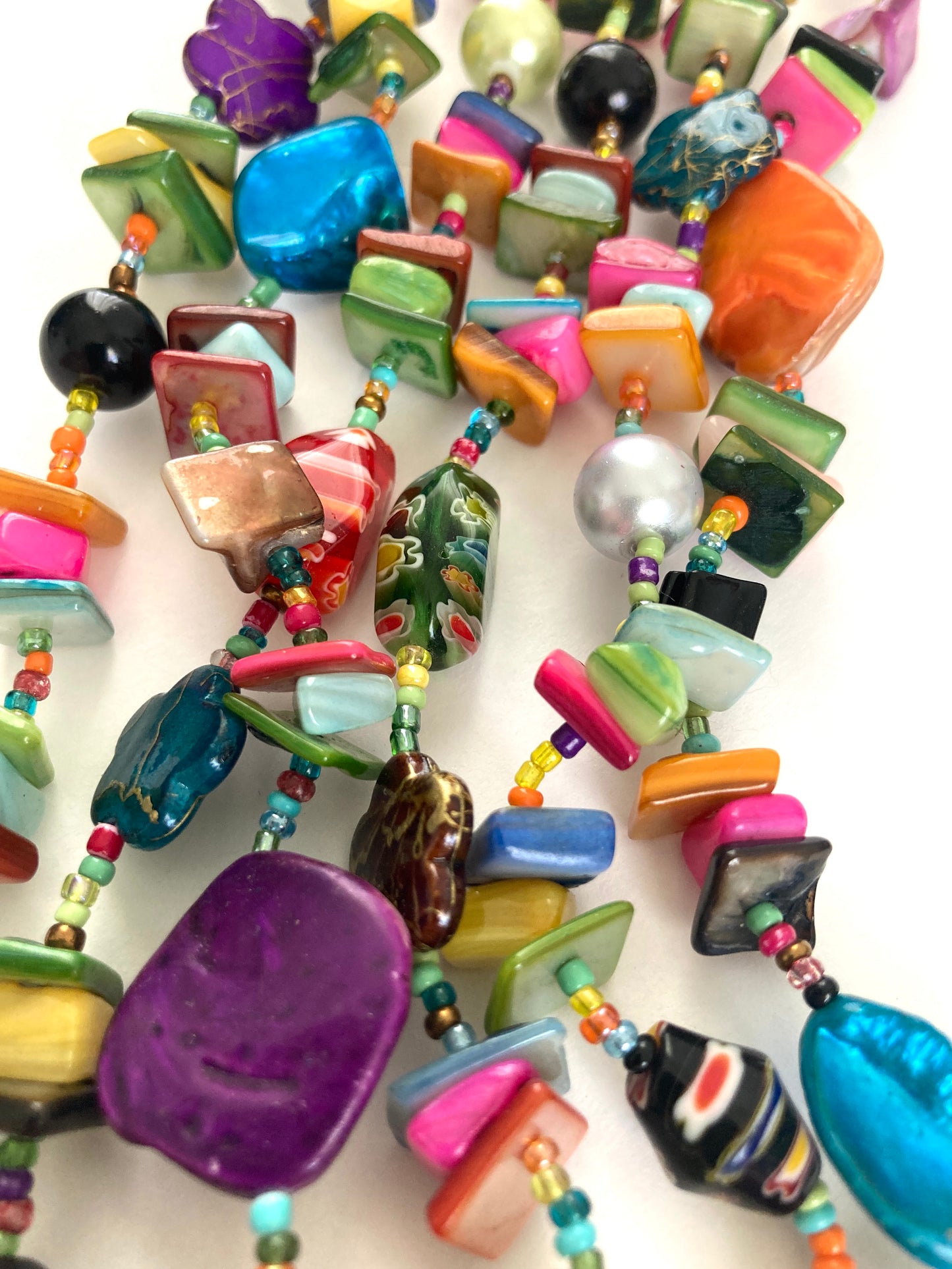 Multi Color Mixed Media Necklace