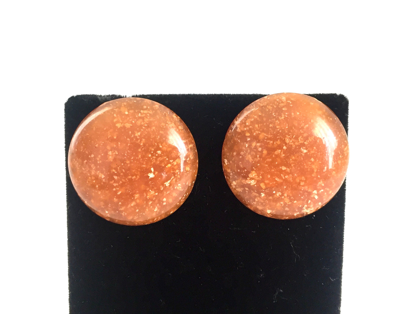 Speckled Caramel Button Earrings