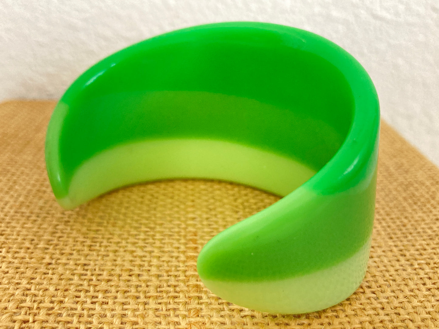 Green Tri-Color Lucite Cuff Bracelet