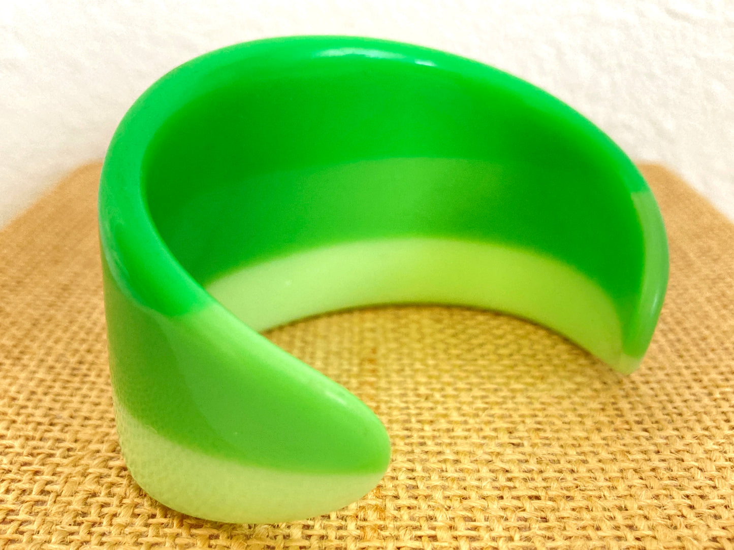 Green Tri-Color Lucite Cuff Bracelet