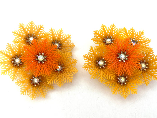 Large Coro Soft Plastic Earrings Fall Colors