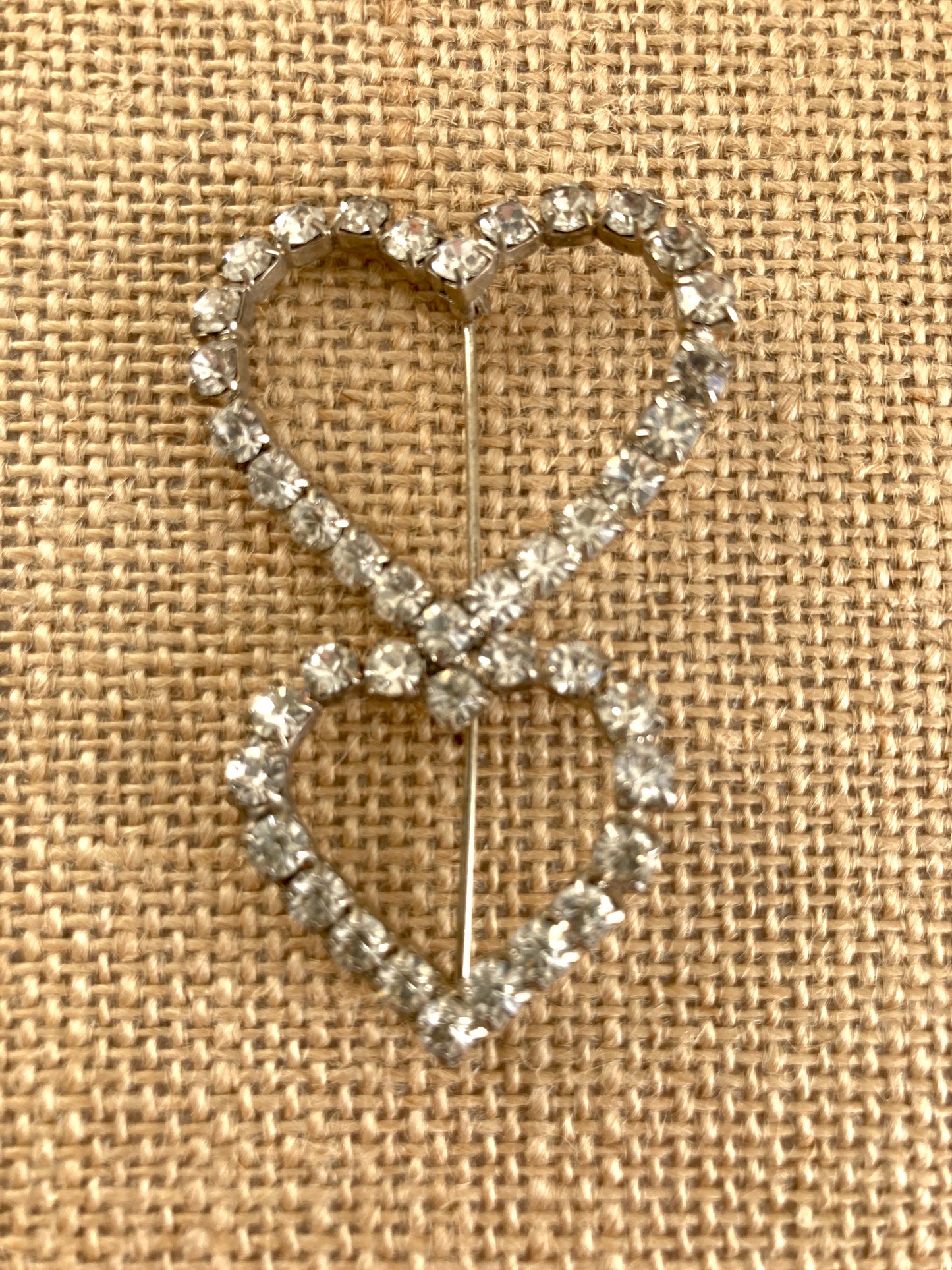Stacked Double Heart Rhinestone Brooch