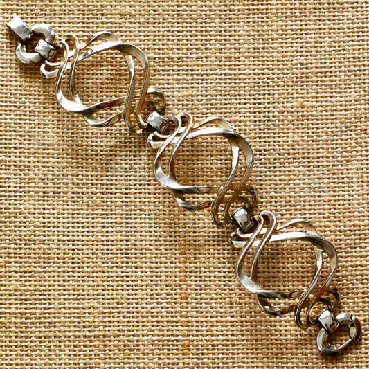 Silver Tone Large Open Love Knot Link Bracelet