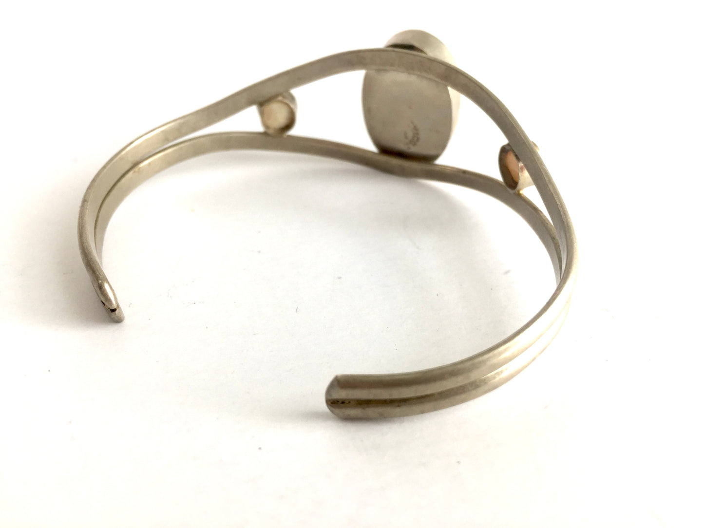 Mexican Silver and Pink Quartz Bracelet Adjustable Cuff
