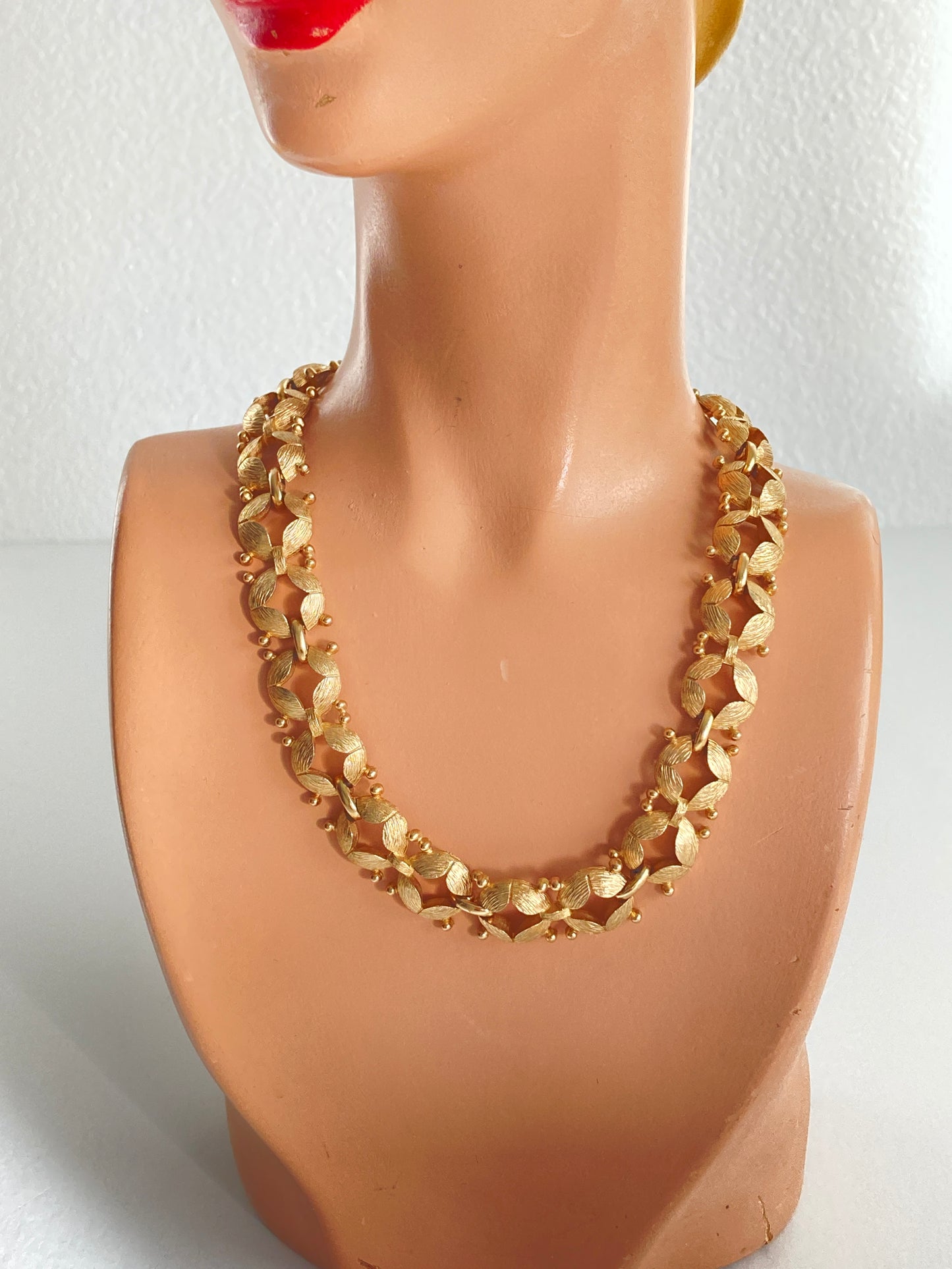 Vintage Monet Choker Necklace in Textured Gold-tone