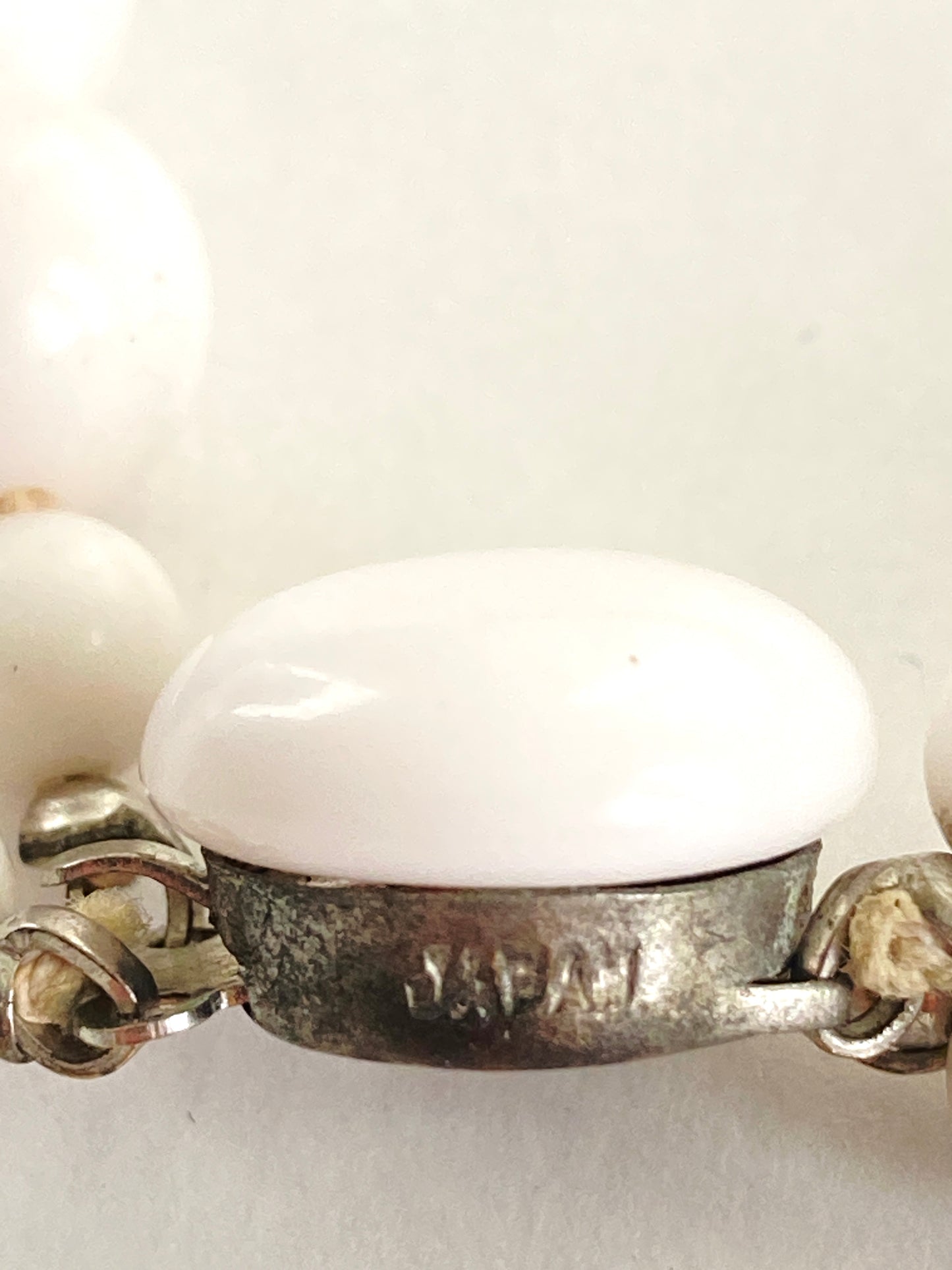 Double Strand White Beaded Necklace Marked Japan