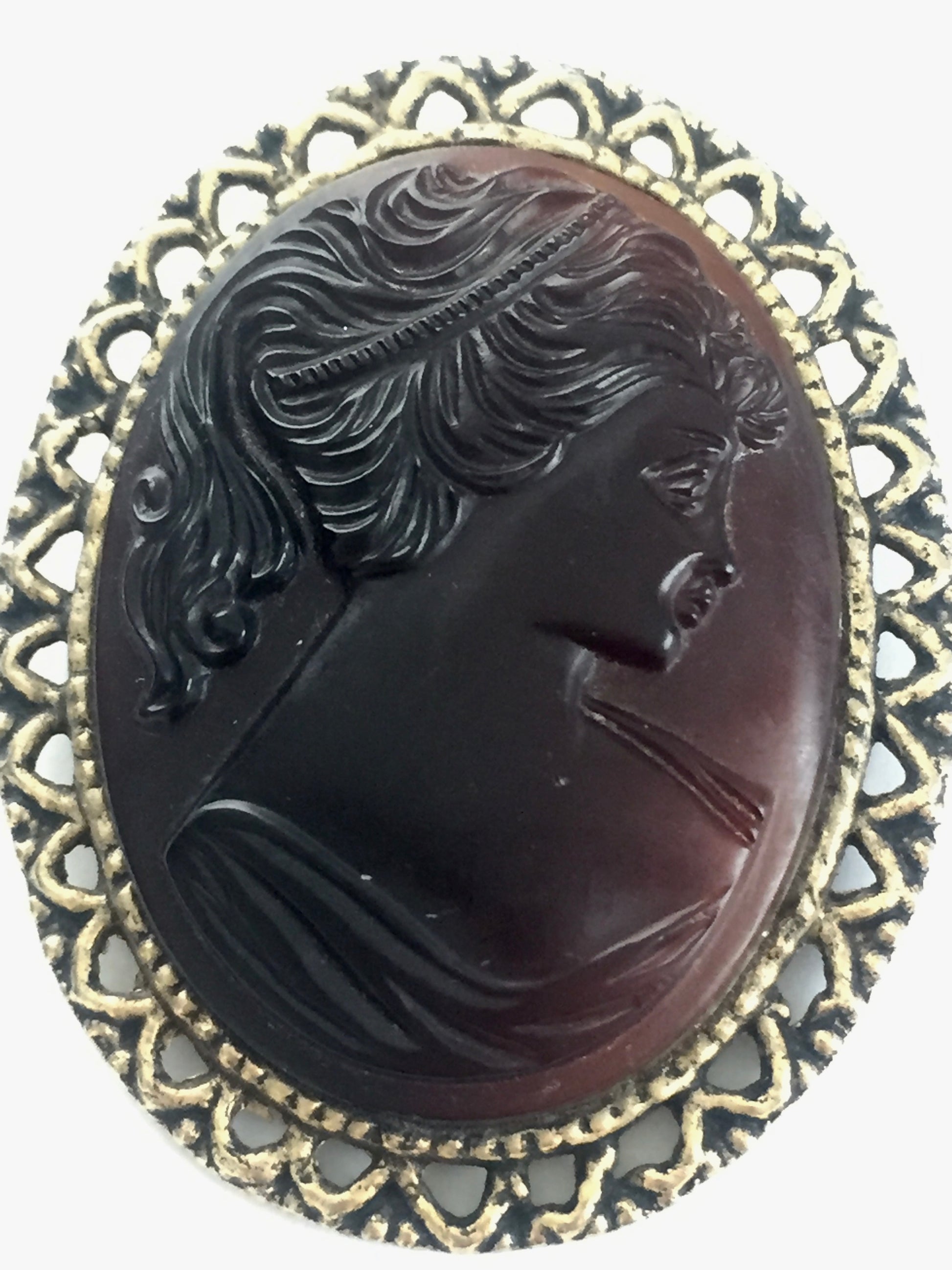 Vintage Glass Cameo Brooch