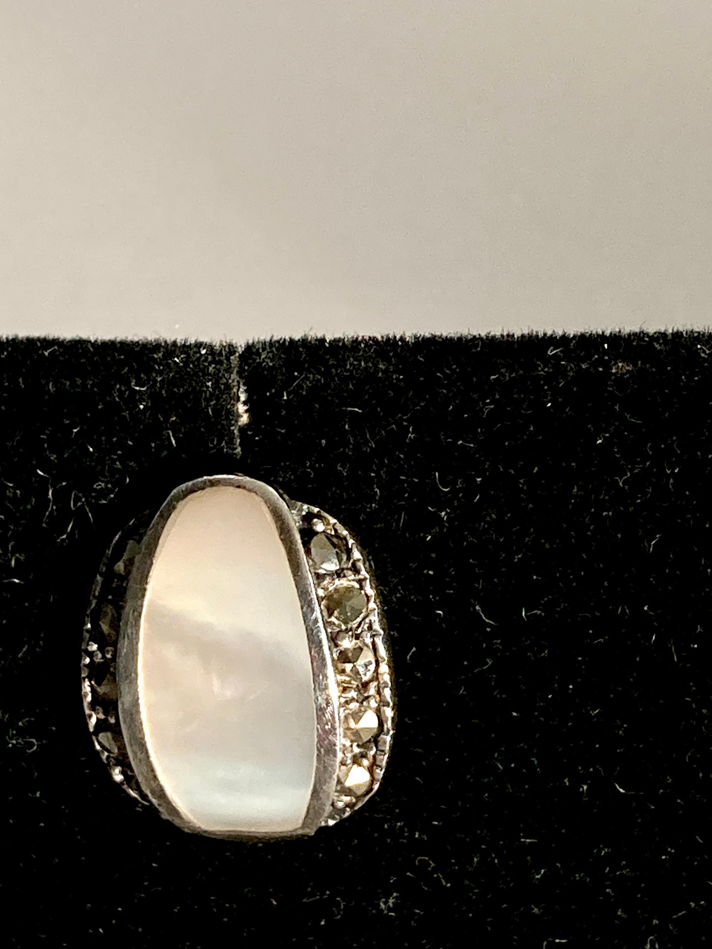 Silver, Marcasite, Mother of Pearl Small Stud Earrings