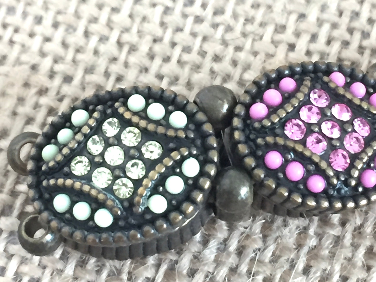 Brass Stretch Panel Bracelet with Pastel Colored Stones and Seed Beads