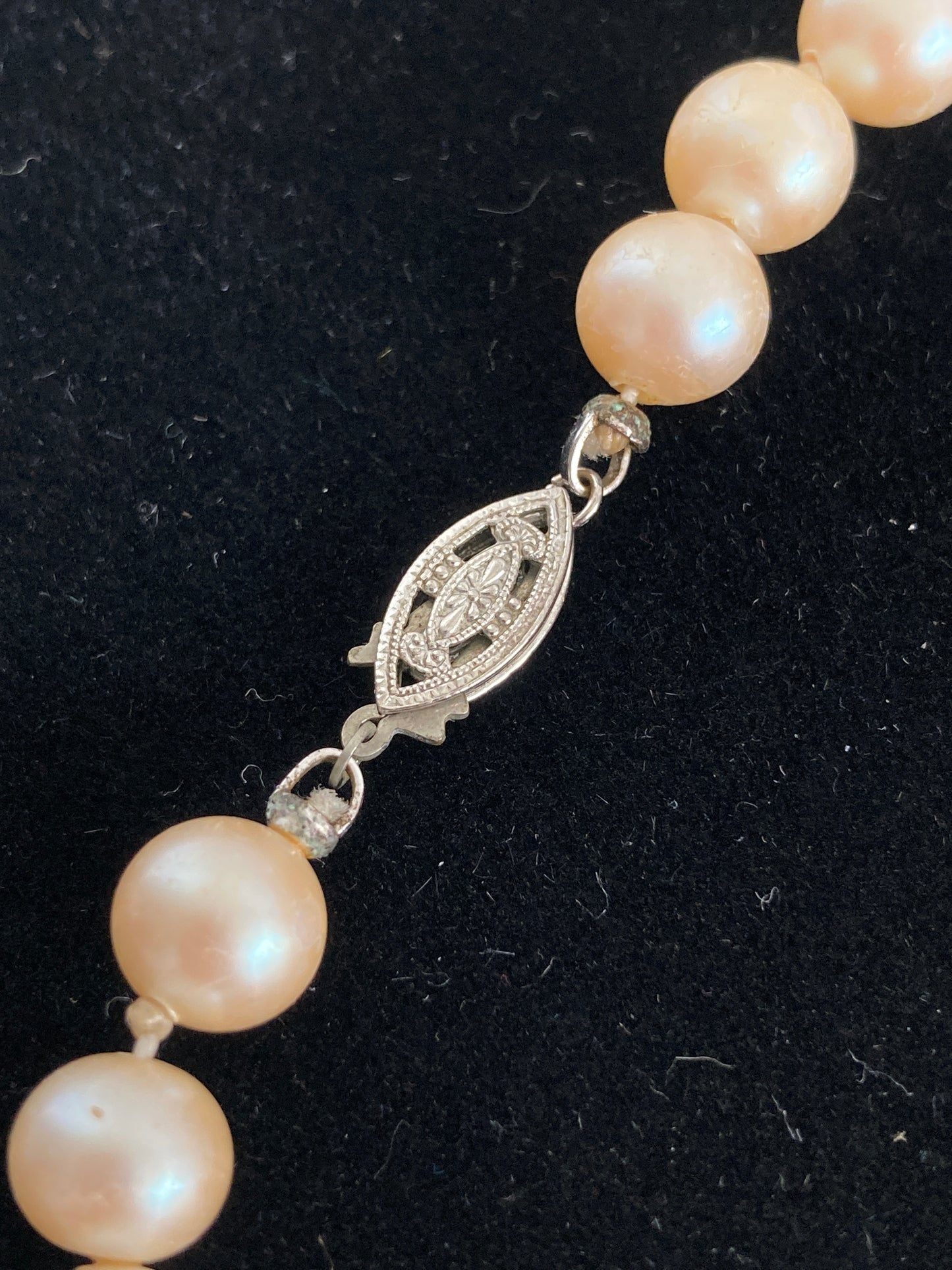 Creamy 24"Knotted Glass Pearl Necklace Single Strand