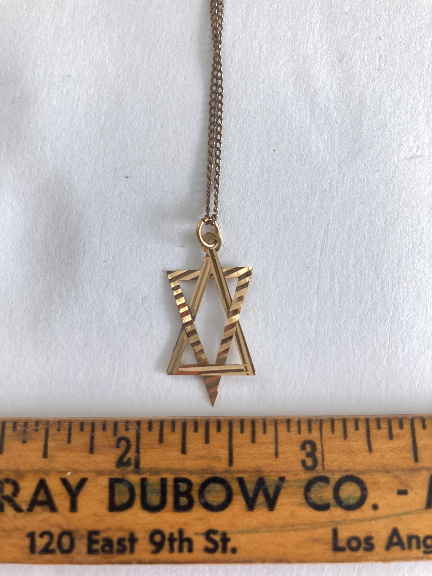 Gold Textured Star of David Pendant Necklace