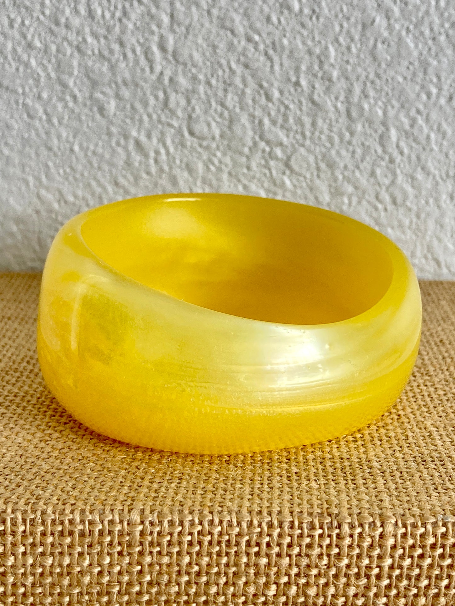 Chunky Lemon Yellow Swirl Asymmetrical Bangle