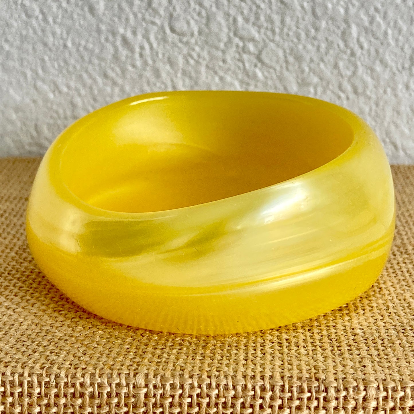Chunky Lemon Yellow Swirl Asymmetrical Bangle