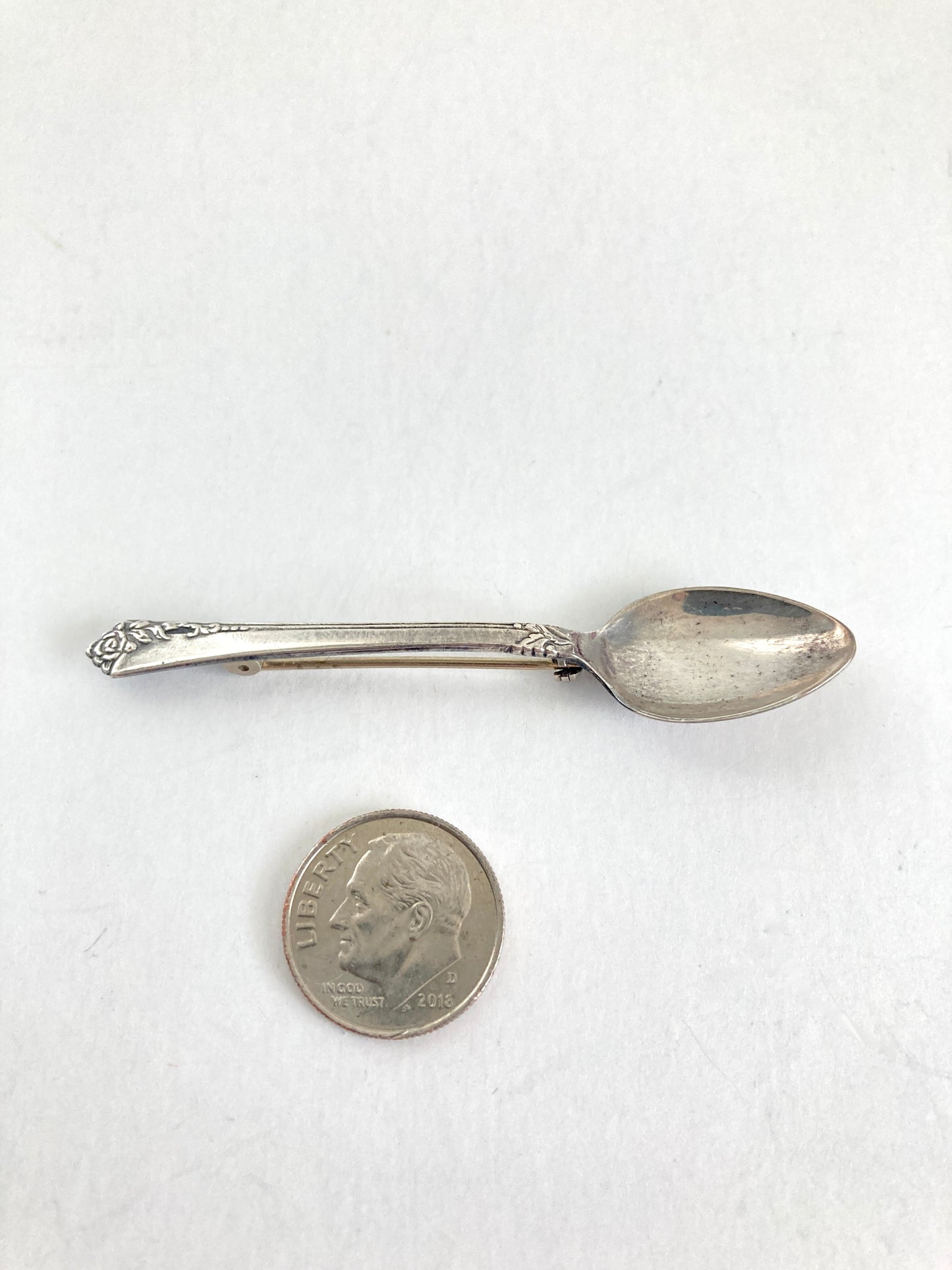 Oneida Damask Rose Sterling Spoon Brooch