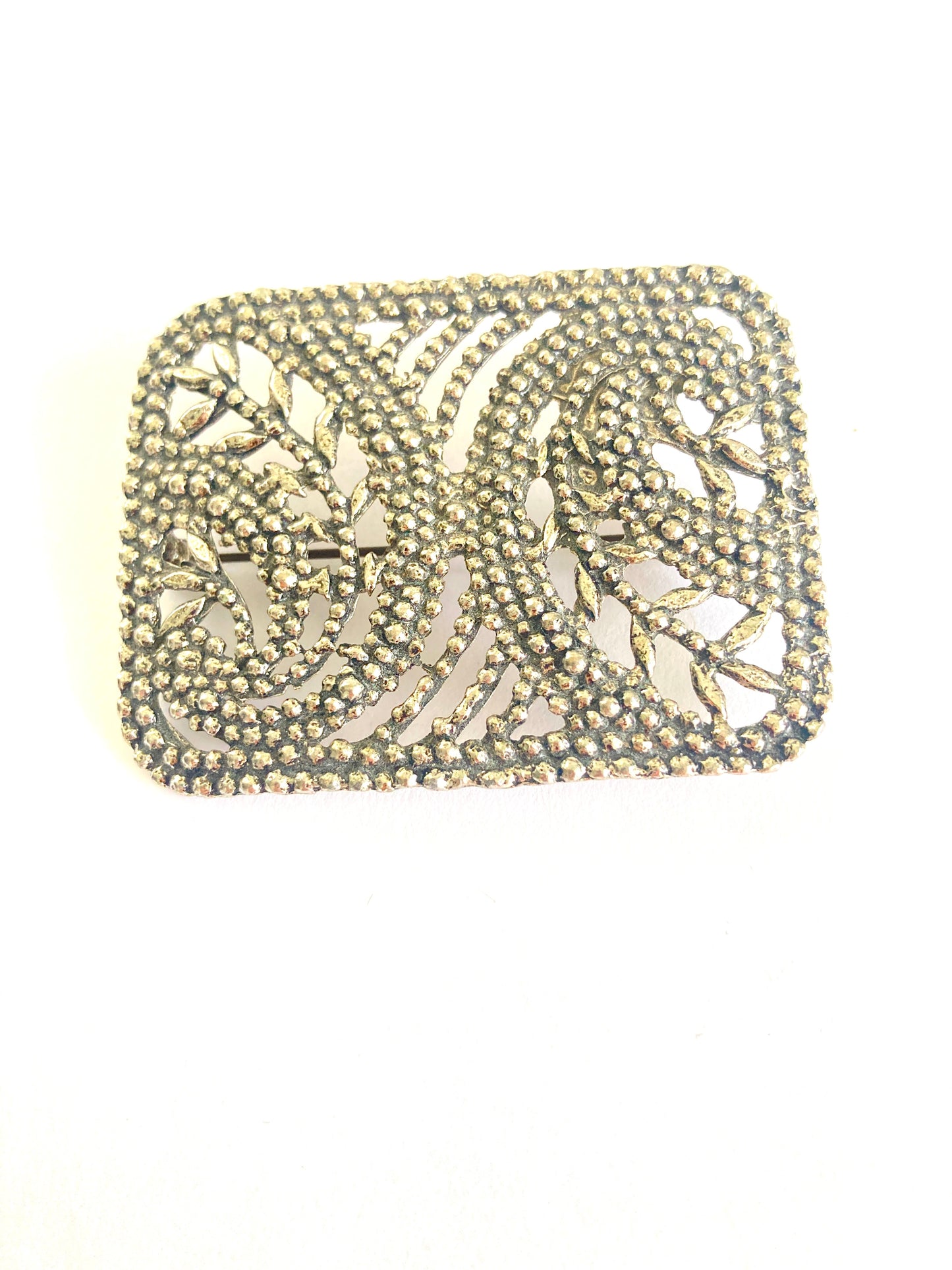 Large Faux Steel Cut Brooch