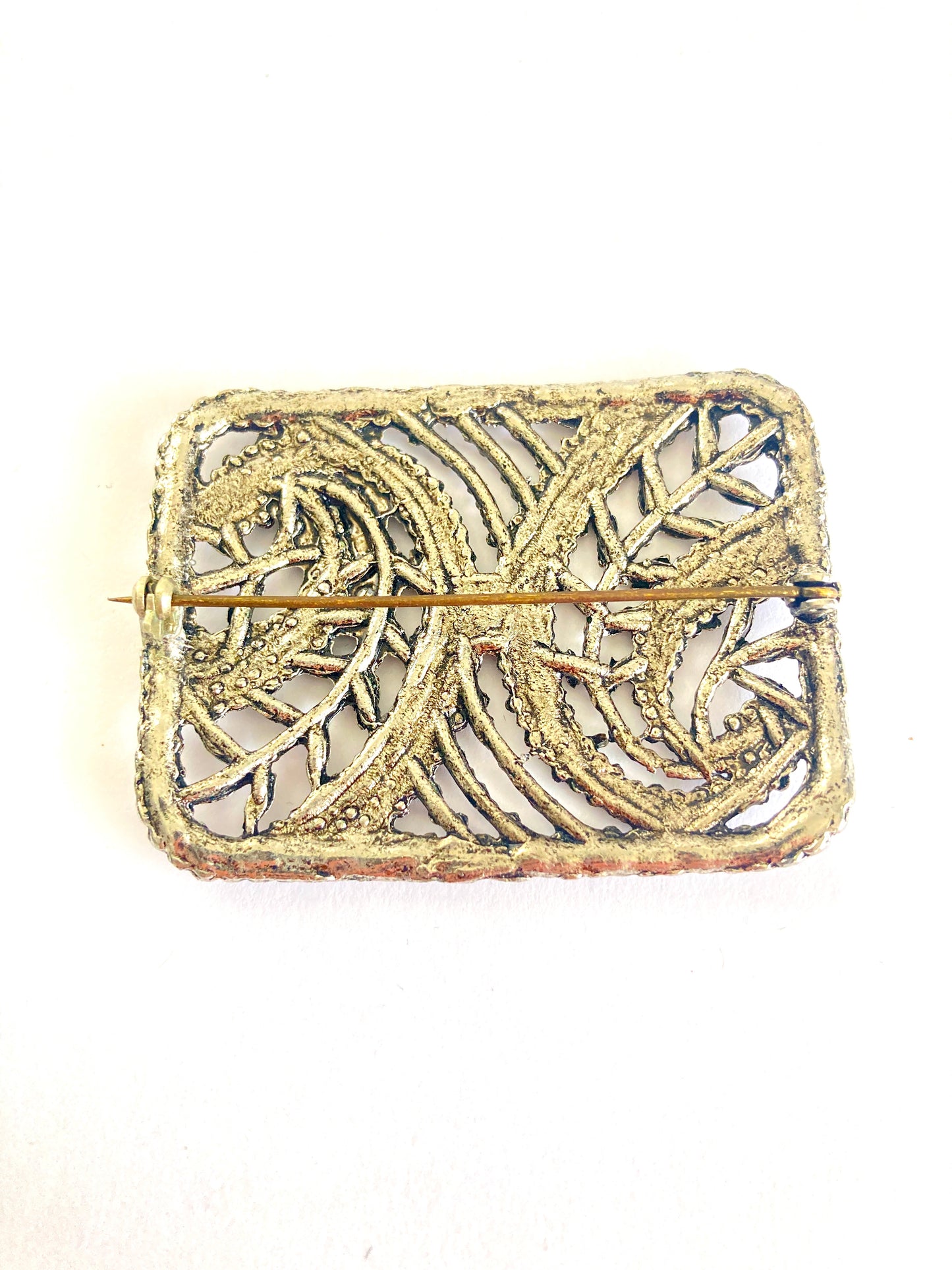 Large Faux Steel Cut Brooch