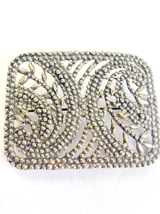 Large Faux Steel Cut Brooch