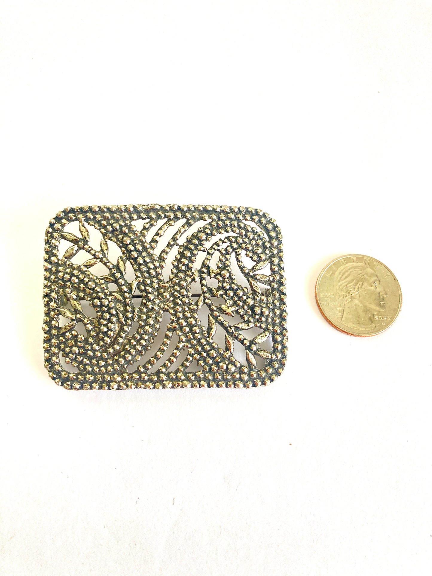 Large Faux Steel Cut Brooch