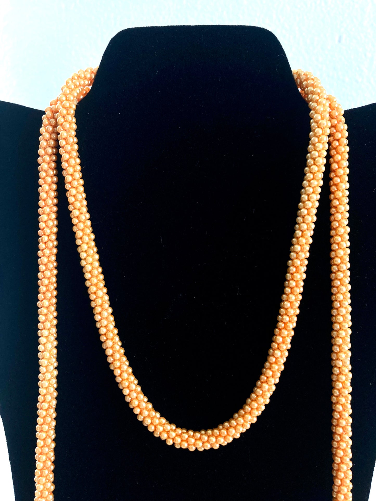 Peach Seed Bead Sautoir Flapper Necklace